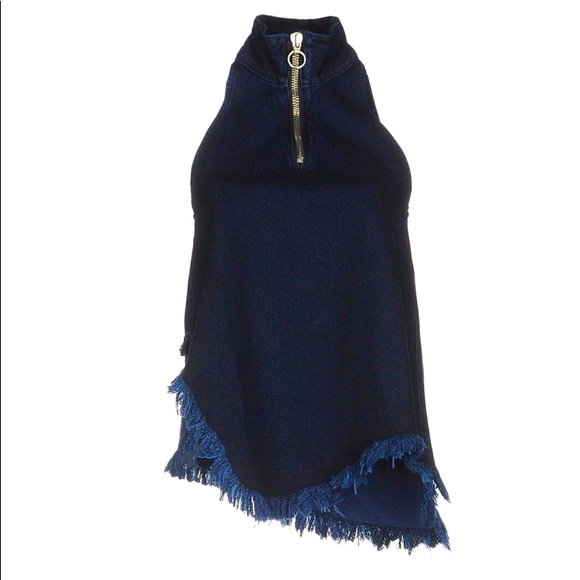 Marques Almeida frayed denim tank top with zip - Picture 2 of 14